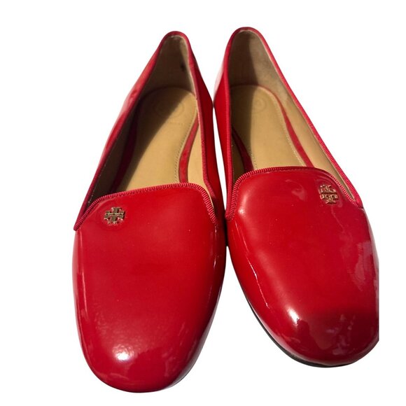 Tory Burch Red Patent‎ Leather Loafers Size 6.5 - Picture 2 of 8